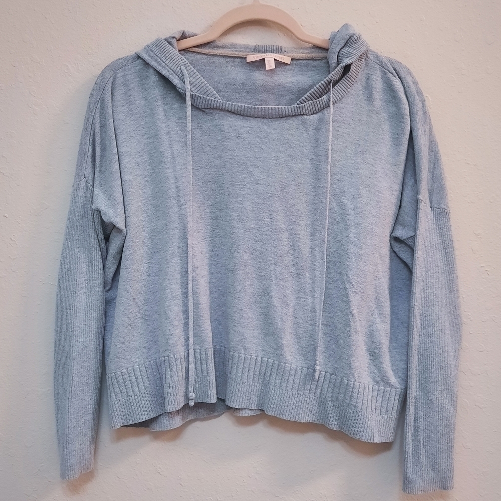 Victoria's Secret Gray Cropped Boxy Hoodie Sweater S